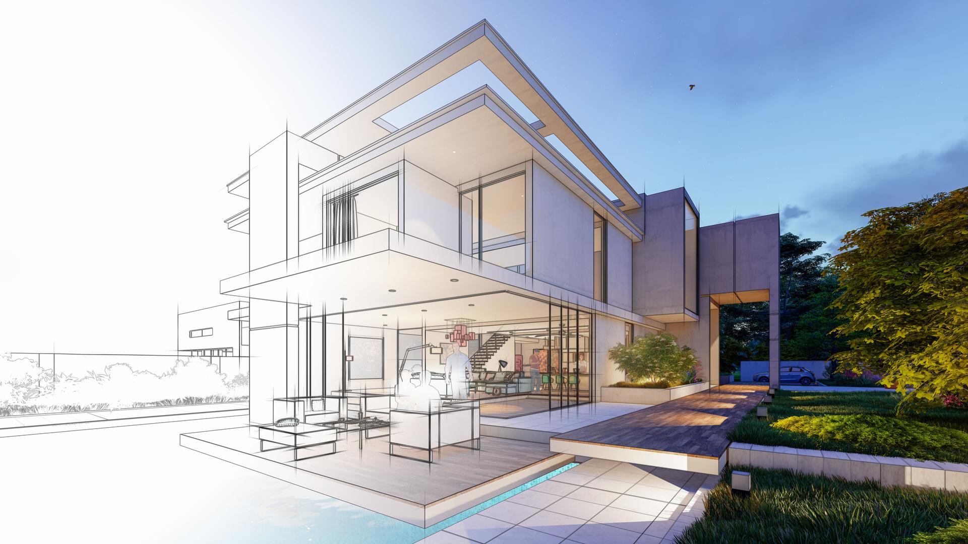 Upscale modern mansion with pool